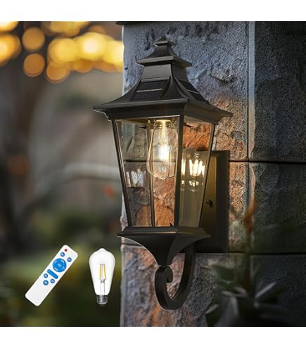 Outdoor Wall Sconce Light - Matte Black Porch Light With Water Ripple Glass