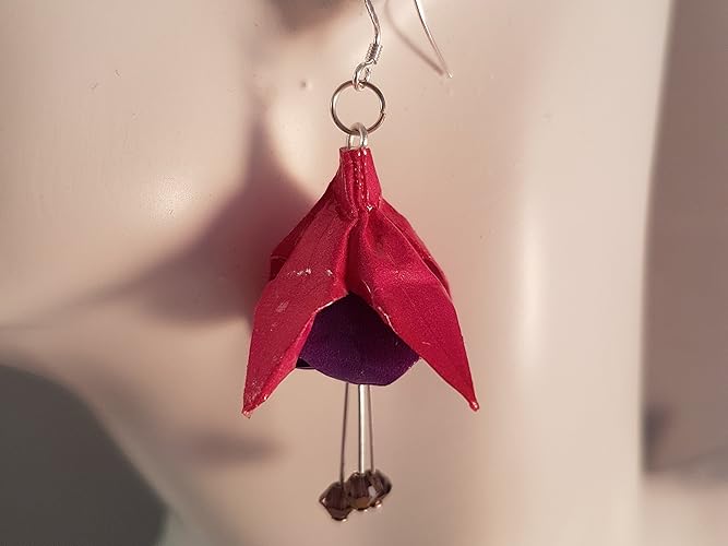 Fuchsia Flower Earrings Amazoncouk Handmade
