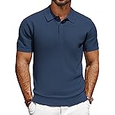 PJ PAUL JONES Men's Short Sleeve Waffle Texture Polo Shirt