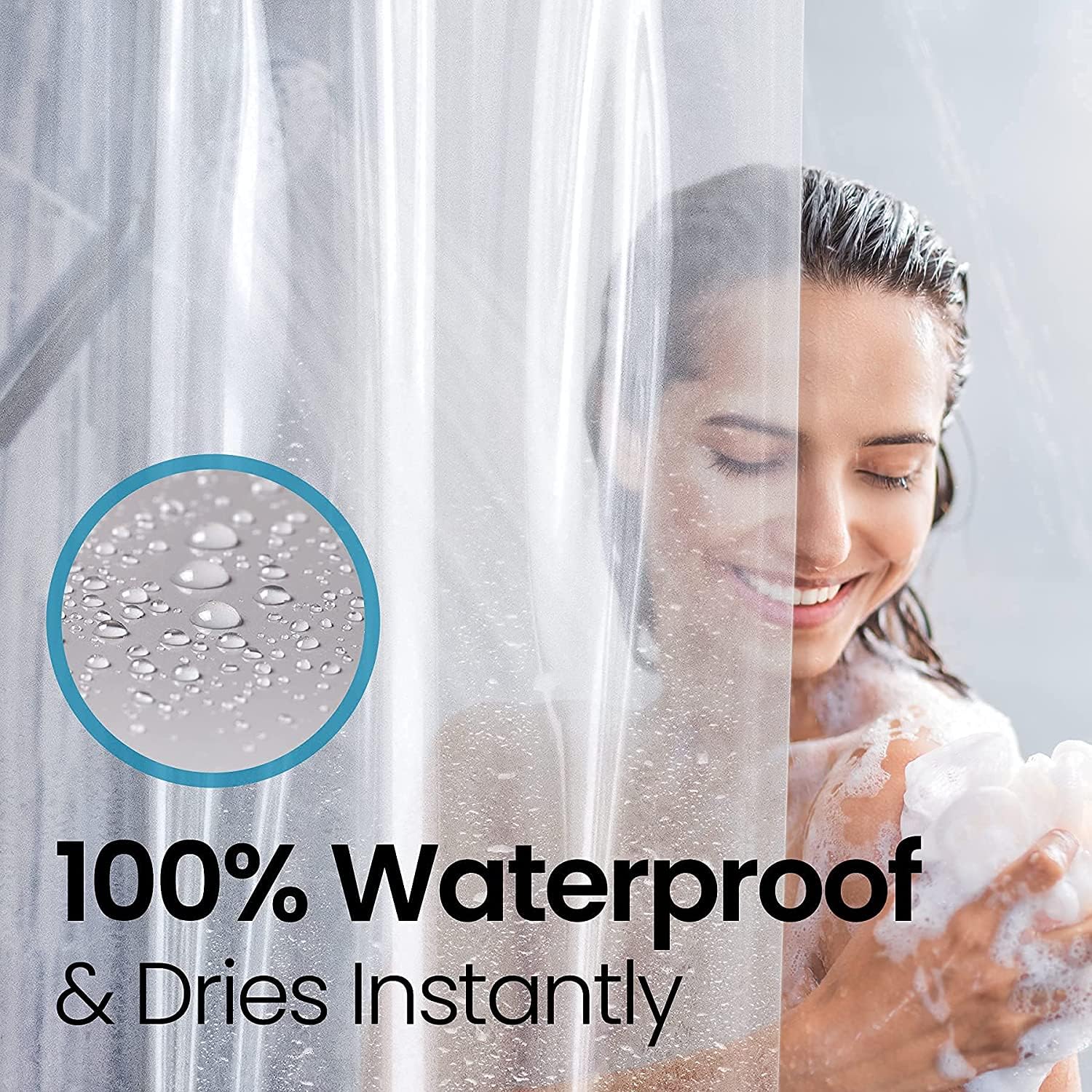 Bathroom Shower Curtain - Waterproof Plastic Shower Curtain Premium PEVA Non-Toxic with Rust Proof Grommets 10G Heavy Duty Bathroom Accessories 72x72