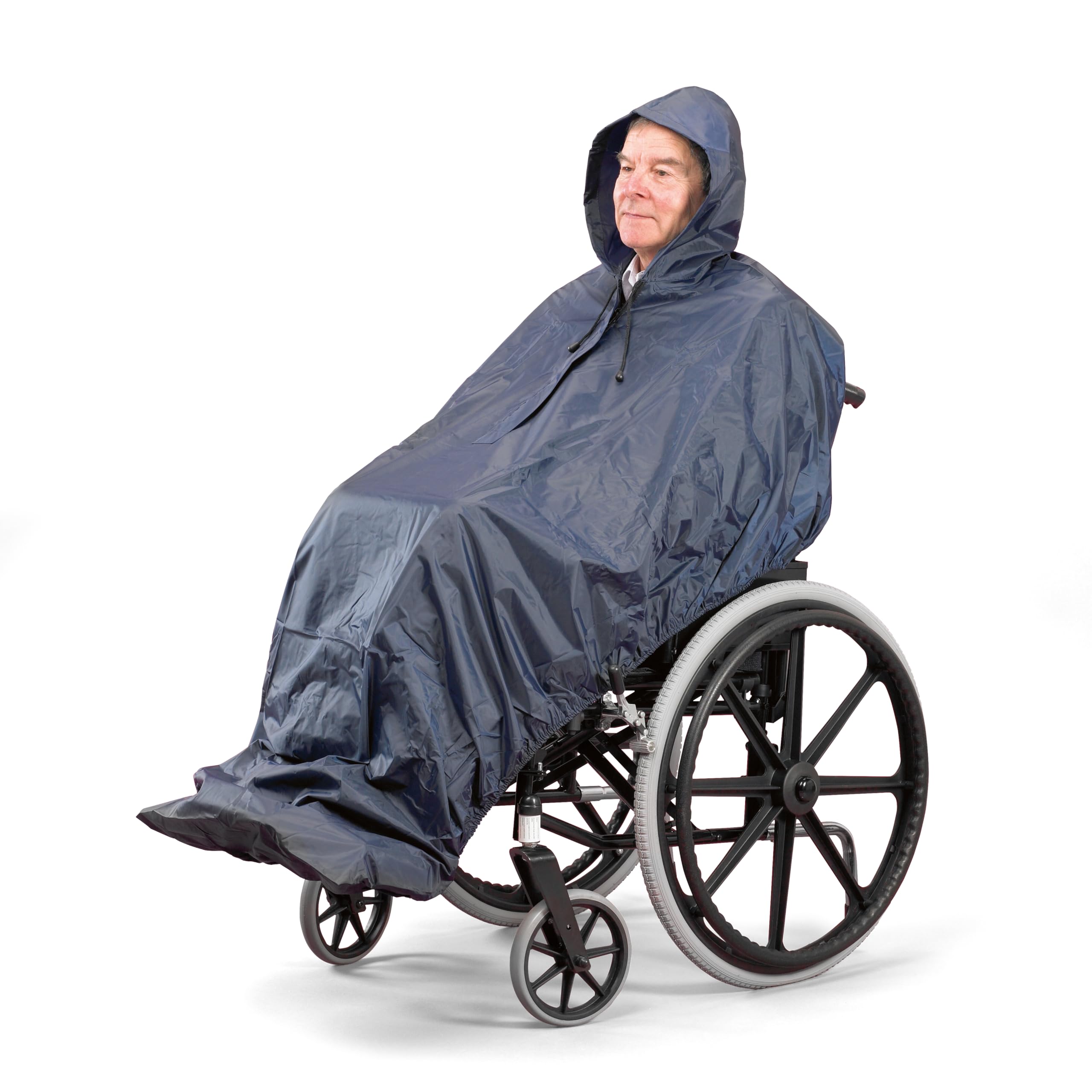 Homecraft Wheelchair Mac, For Men/Women, 100% Waterproof Poncho with Hood, Wheelchair Accessories, Plastic Rain Protection, Complete Coverage Unisex Rainwear, Standard Length, Unlined