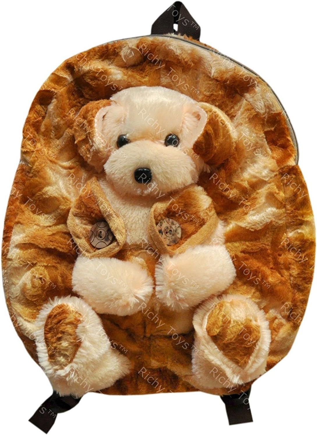 Richy Toys Dog Cute Teddy Soft Toy School Bag (Dog Brown)