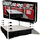 Figures Toy Company Wrestling Ring for Wrestling Action Figures | Large 21.5 Inch Wrestling Figure Ring with Metal Posts, Cloth Turnbuckles &amp; Breakable Ring Step