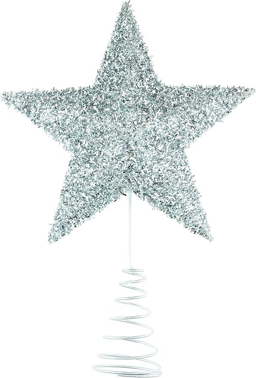 Clever Creations Large Silver Star Christmas Tree Topper Festive