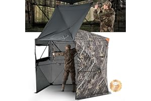 VEVOR Hunting Blind, 6-7 Person, 288 Degree 5 Side See-Through Ground Blinds with Carrying Bag, Portable Camouflage Tent, Dur