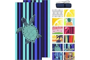 Bnuitland Turtle Pattern Beach Towel (35X75 inches), Oversized Quick Drying Absorbent Sand Free, Cute Towels for Travel Swimming Pool Picnic, 88% Polyester and 12% Polyamide,Blue