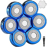 Universal 7 Blades Shaver Replacement Blades Compatible with Freedom Gold Shaver and Most Mainstream Brands Head Shaver Electric Shaver Replacement Head (7 Blue)