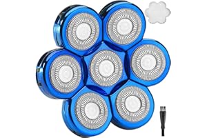 MAWAER Universal 7 Blades Shaver Replacement Blades Compatible with Freedom Gold Shaver and Most Mainstream Brands Head Shaver Electric Shaver Replacement Head (7 Blue)
