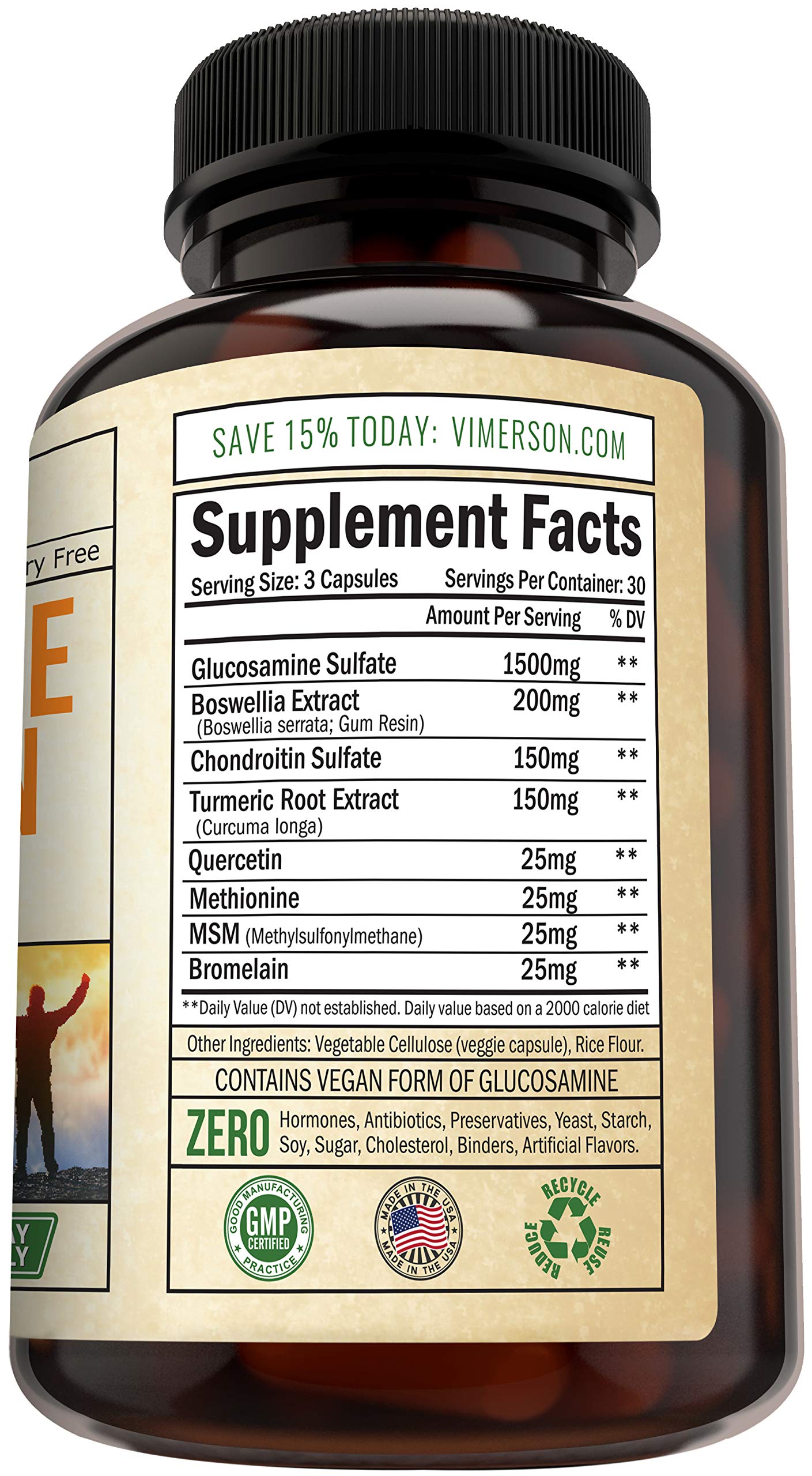 Glucosamine with Chondroitin Turmeric MSM Boswellia Joint Pain Relief