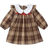 Kucnuzki Baby Girl Clothes Ruffle Long Sleeve Casual Plaid Dress Fall Winter Toddler Girls Dresses Cute Kids Clothes
