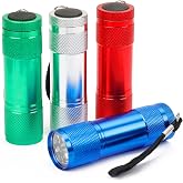 FASTPRO 4-Pack Aluminum 6-LED Flashlights Set with AAA Batteries Included | Mini Flashlights with Lanyard, Small Flashlight, 