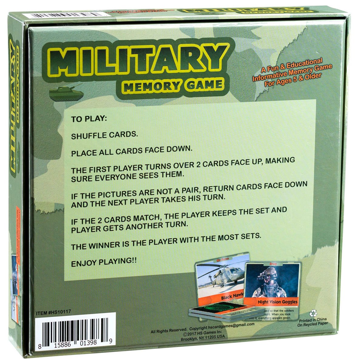 Educational Patriot Military Memory Card Game Great for Kids with