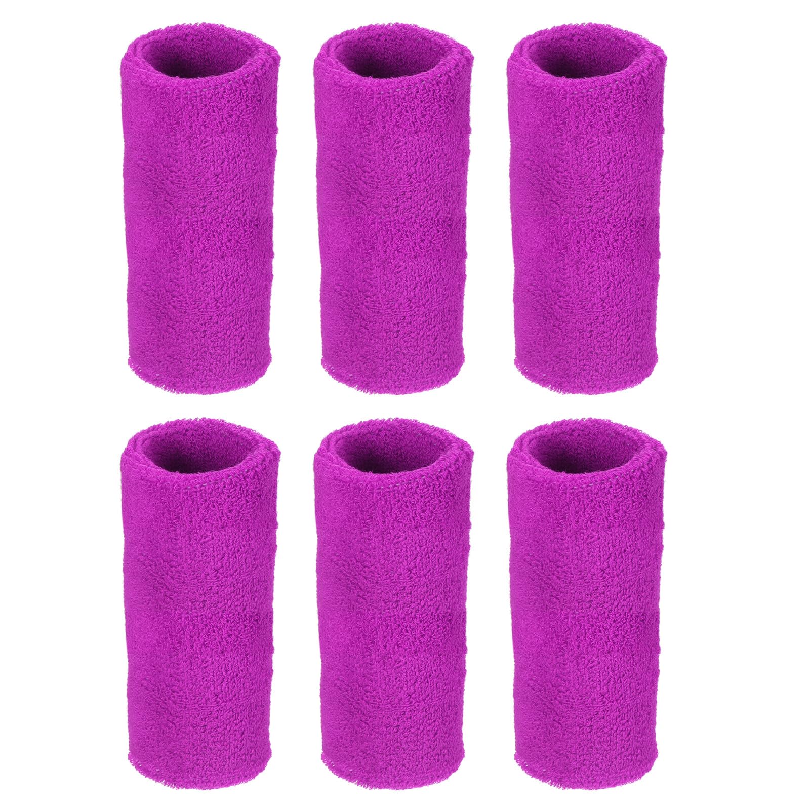 M METERXITY 6 Pack Wrist Brace - Elastic Air-Permeable Cotton Terry Cloth Sweatband, Apply to Tennis/Basketball/Running (8x15cm, Purple Red)