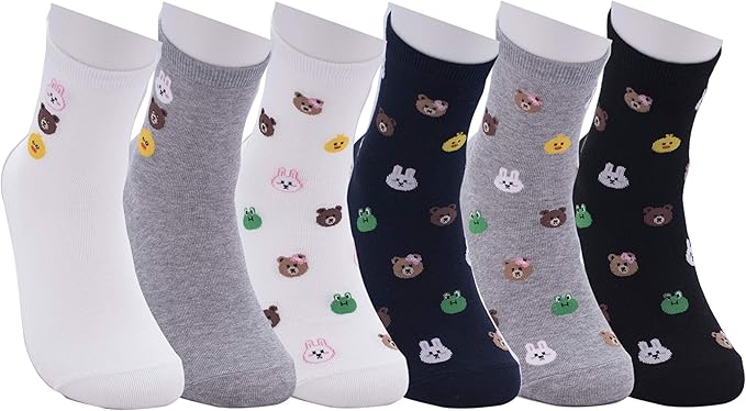 Amazon アニマルフェイスパターン キャラクター 5足組セット クルー ソックス レディース ボーイズ ガールズ 靴下 くつした 22 26cm 並行輸入品 靴下 通販
