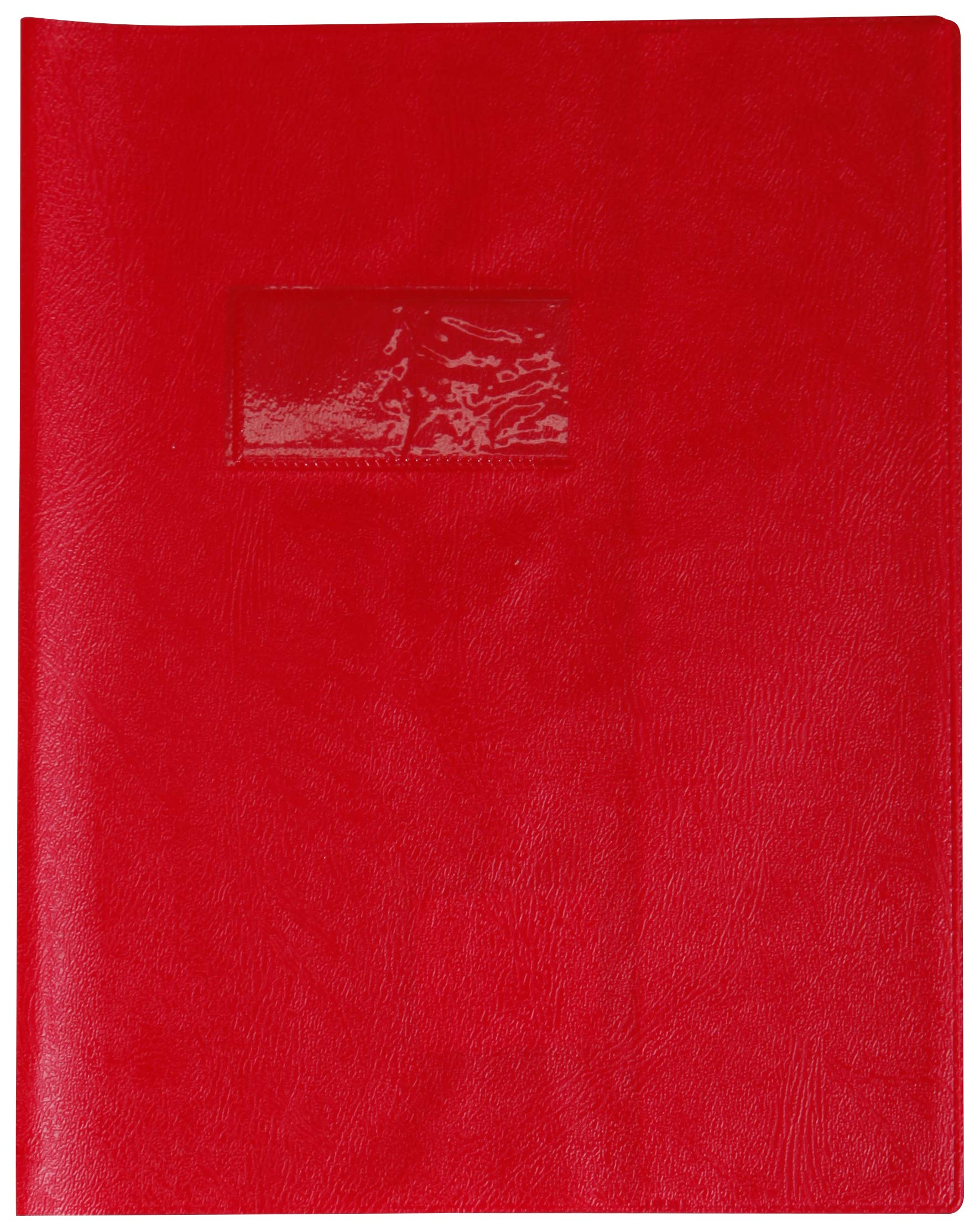 Calligraphe 72003C Grain Leather Notebook Protector Intensive Red -Dimensions: 17x22 cm - 22/100th with Label Holder - PVC Opaque - Manufactured in France
