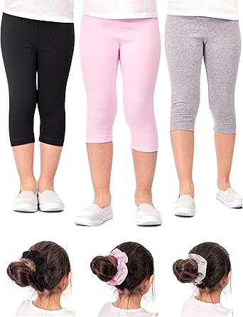 Amazon Com Dear Sparkle Girls Capri Leggings 3 Pack Girl Stretch