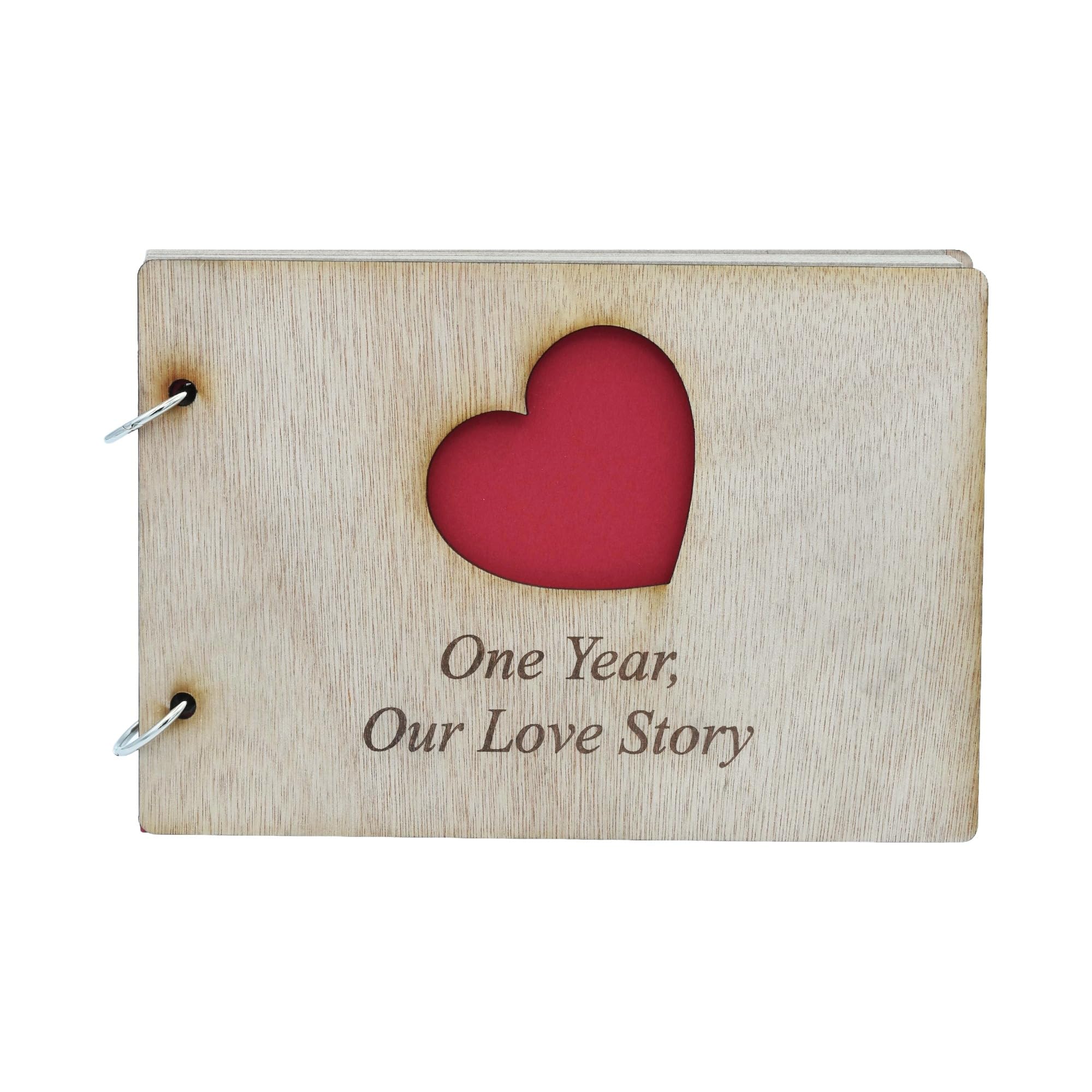 Paper 1st Year Anniversary Scrapbook Engraved With 'One Year Our Love Story' Gift Idea
