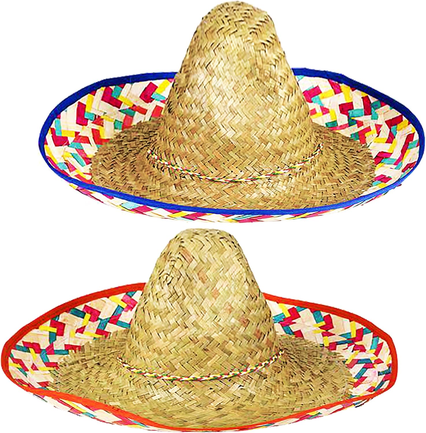 4 Sombrero Party Hats for Adults [4 Pack] With Chinstrap - for Fiesta Cinco De Mayo Party Supplies, Adult Mexican Serape Mariachi Costume Mexican Straw Sombrero Hat, Taco Tuesday, by 4E's Novelty: Clothing