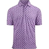 Alex Vando Mens Golf Shirt Moisture Wicking Quick-Dry Print Performance Polo Shirts for Men