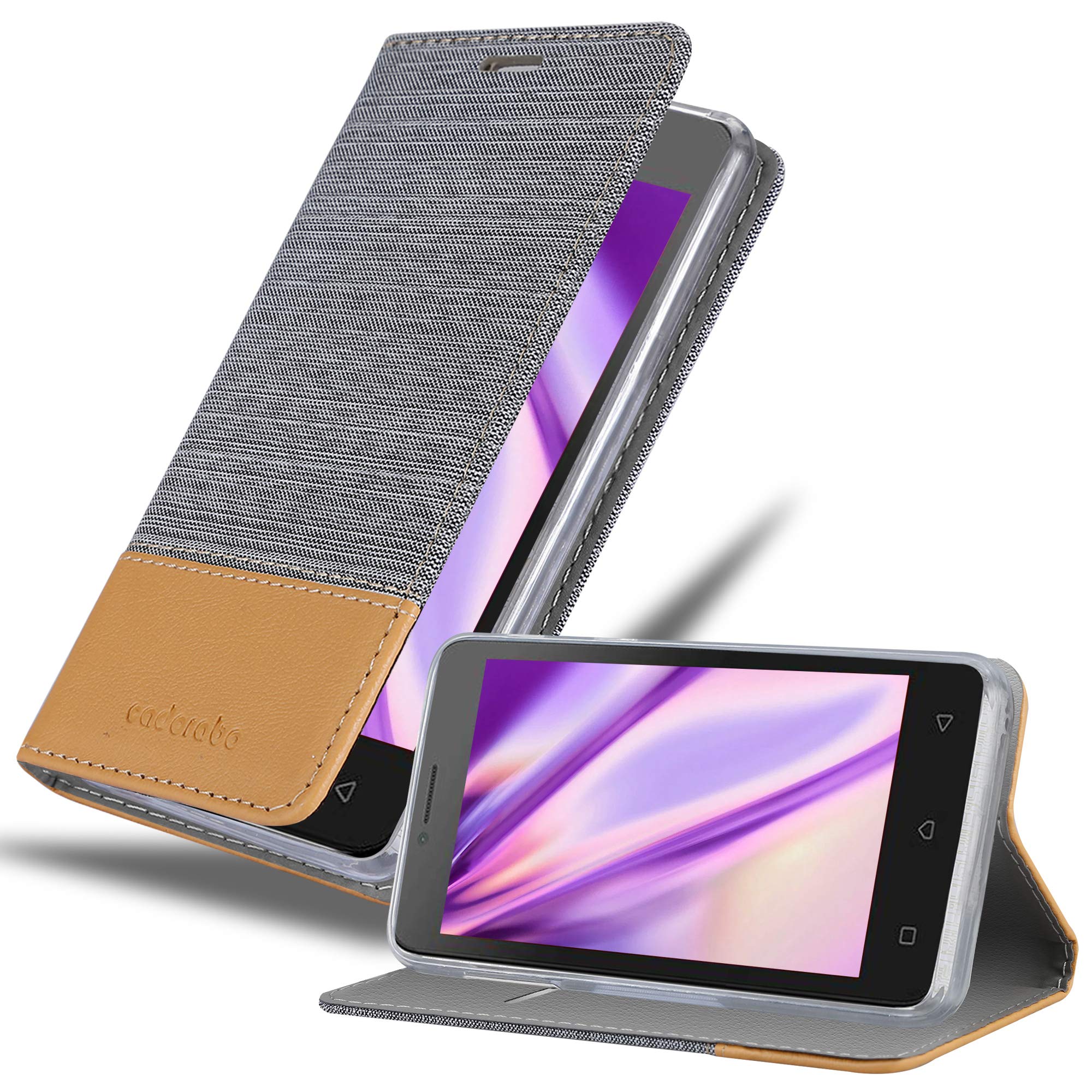 cadorabo Book Case works with Lenovo B in LIGHT GREY BROWN - with Magnetic Closure, Stand Function and Card Slot - Wallet Etui Cover Pouch PU Leather Flip
