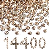 Beadsland Flatback Rhinestones Bulk,14400pcs Gold Rhinestones for Nails Crafts Clothes DIY Decoration, Golden Shadow, SS10, 2.7-2.9mm