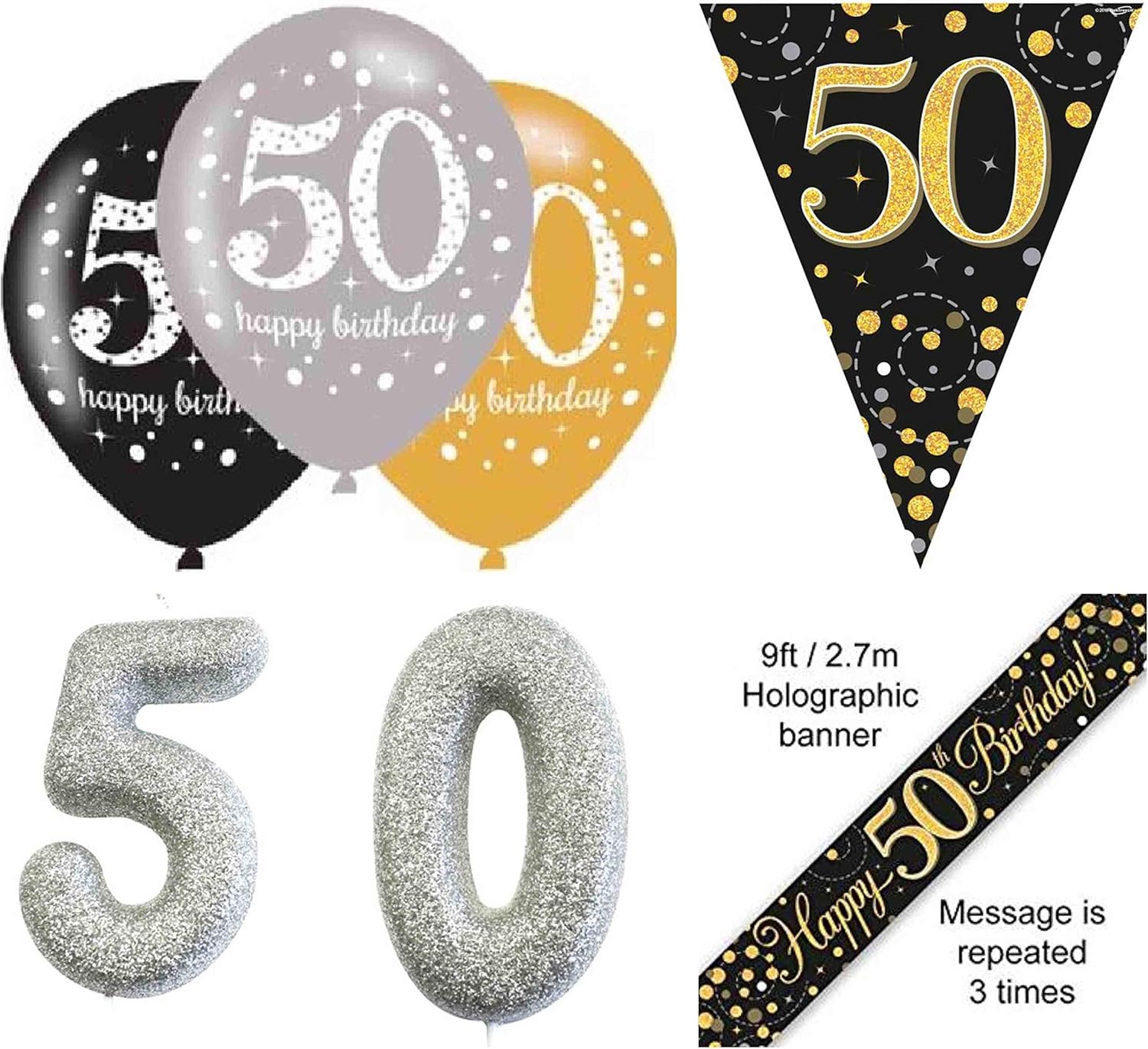 Guirlandes Bannieres D Or 50e Anniversaire De Mariage Bannieres Decorations De Partie 8 Designs Articles De Fete