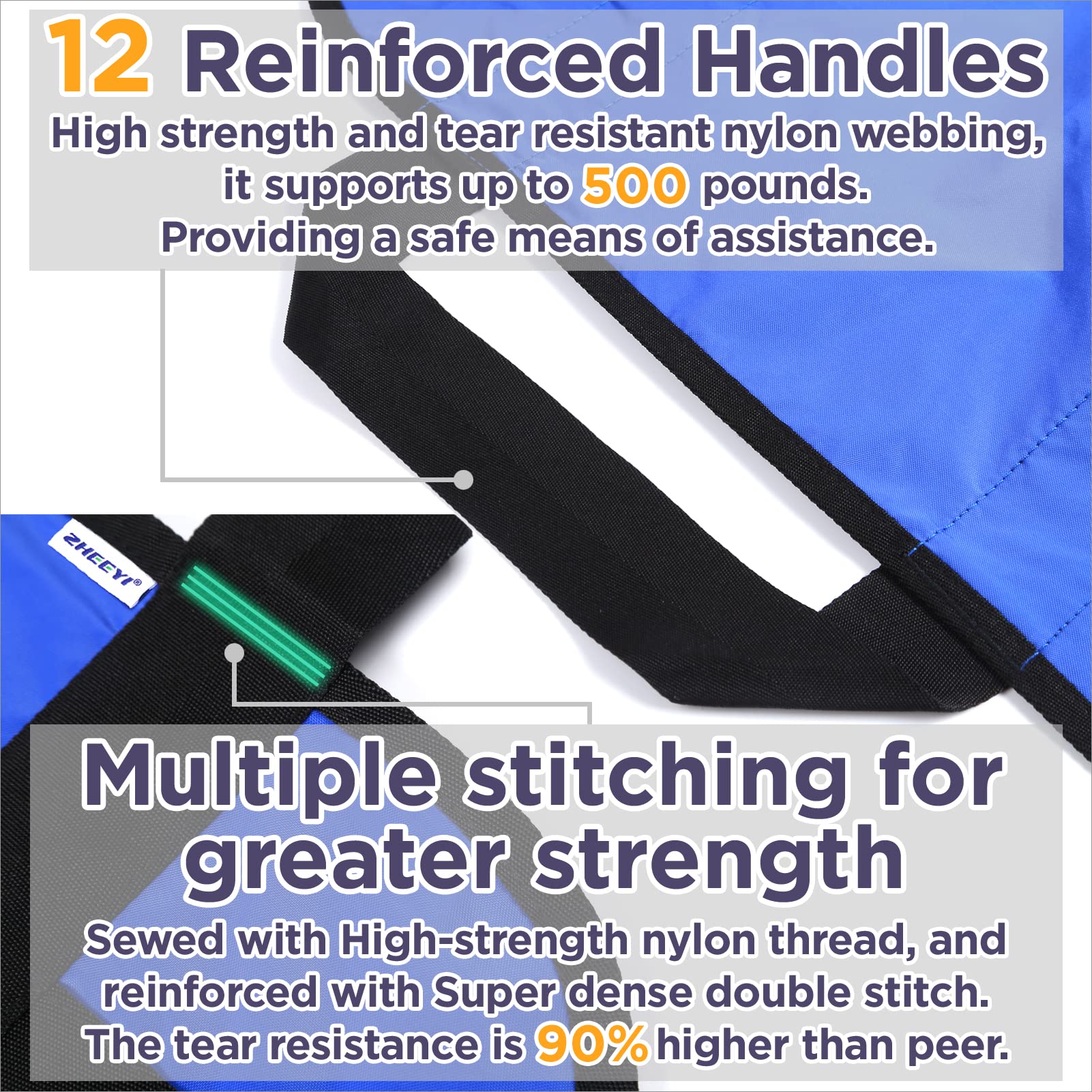 Bed Positioning Pad with Reinforced Handles 63