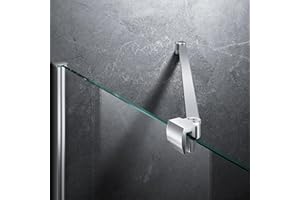 BOUGAINORA Frameless Shower Door Support Bar, Stainless Steel Wall-to-Glass Support Arm to Fixed Shower Glass Panel, for 1/4"-3/8" (6-10 mm) Door, 180° Pivot & Stow-Flat Mode (Brushed Nickel, 23.6-inch(600mm))