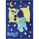 Bluey Blanket Sleepy Blue Night Soft Plush Micro Raschel Throw 46" X 60"