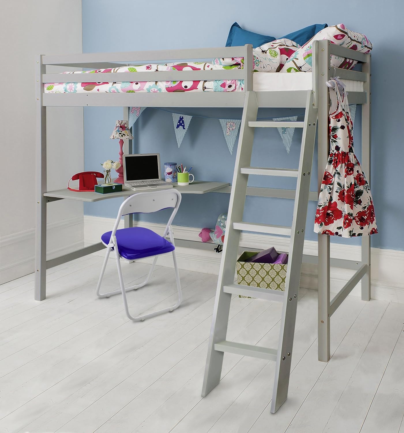 Noa And Nani Thomas High Sleeper Cabin Bed With Desk Silk