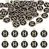 uxcell Letter Charm, Enamel Letter Pendants, Alphabet Pendants Double Sided Beads Charm for DIY Bracelet Necklace Pendants Earring Jewelry Making