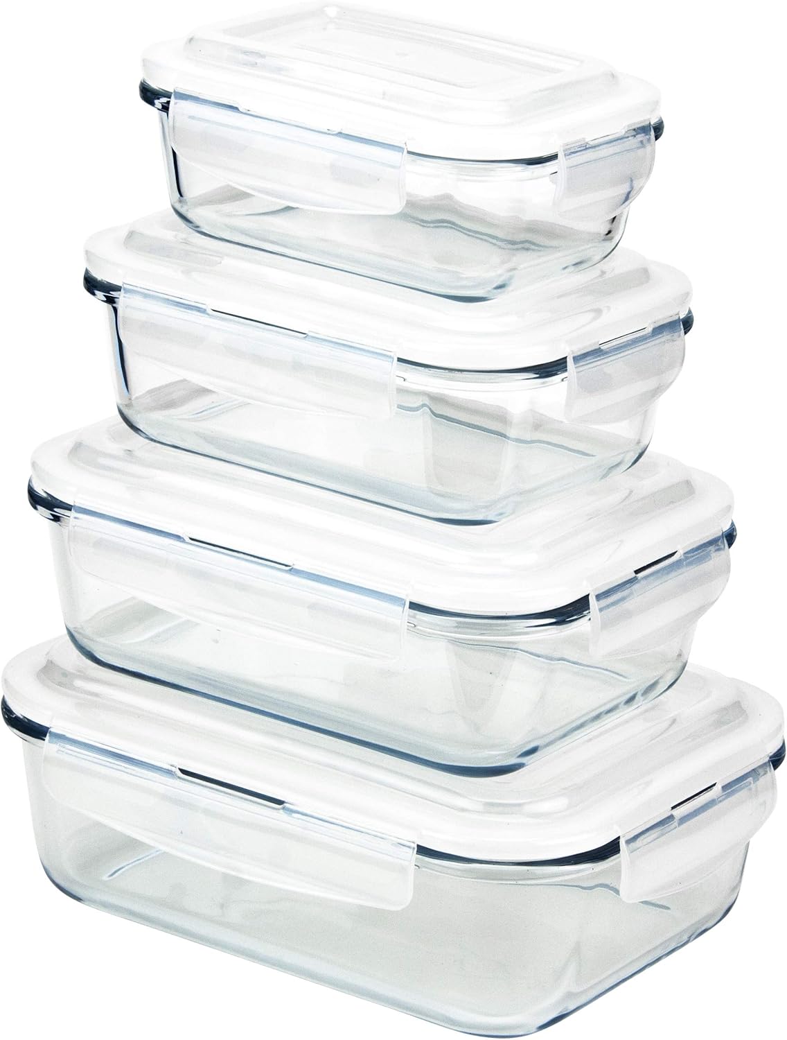Grizzly Glass Food Storage Container Set Ovenproof Dish with Lids 1 x 370, 1 x 640, 1 x 1040