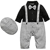 HeMarIsle HMD Baby Boy Long Sleeve Gentleman White Shirt Waistcoat Bowtie Tuxedo Onesie Jumpsuit Overall Romper