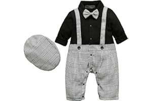 HeMarIsle HMD Baby Boy Long Sleeve Gentleman White Shirt Waistcoat Bowtie Tuxedo Onesie Jumpsuit Overall Romper