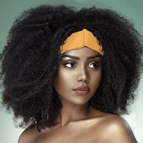 Headband Wig Kinky Curly Hair Wig Glueless None Lace Front Wigs