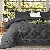 DEITAS Queen Comforter Set 3-Piece, Ultra Soft & Breathable Polyester Microfiber Bedding, Lightweight & Durable, All-Season Bedding Sets with 1 Comforter and 2 Pillow Shams(Queen,Black-20)