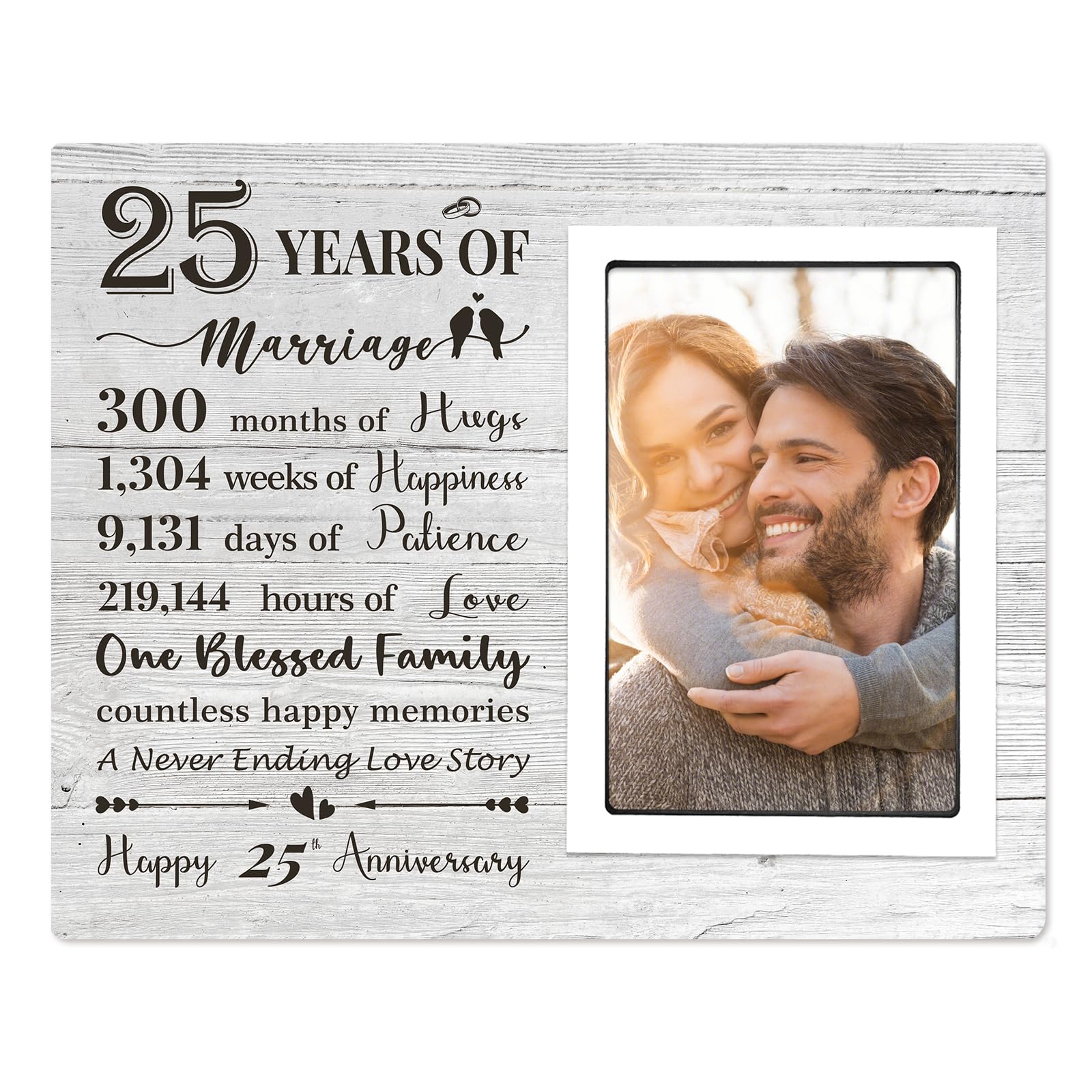 25th Anniversary Wedding Gifts for Her Him - 25th Anniversary Picture Frame, Anniversary Marriage Gifts for Couple, Husband or Wife, 25 Year of Marriage, Fits 4x6 Inches Photo