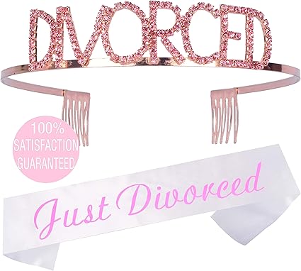 Amazon Com Divorced Tiara And Sash Pink Happy Divorce Party