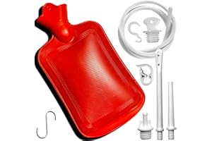 MAOPOTOUFU 2 Quart Home Enema Bag Kit with Hose Tips and Water Flow Clamp - Colon Cleansing Enema Bag (Red)