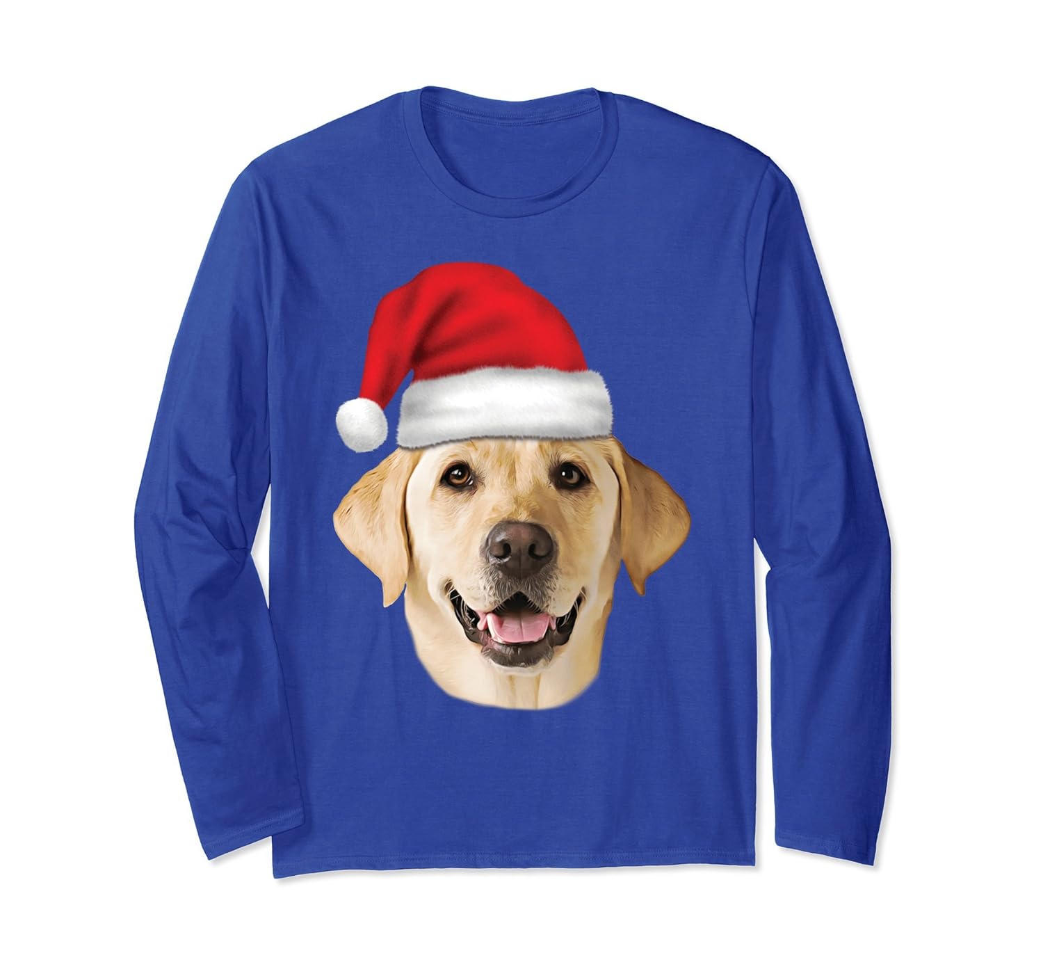 Santa Hat Yellow Lab Portrait Labrador Long Sleeve T-Shirt-anz