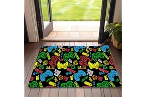 Front Door Mat,Game Indoor Outdoor Entrance Gamer Gamepad Welcome Doormats,Non-Slip Low Profile Entryway Mats for Porch Patio