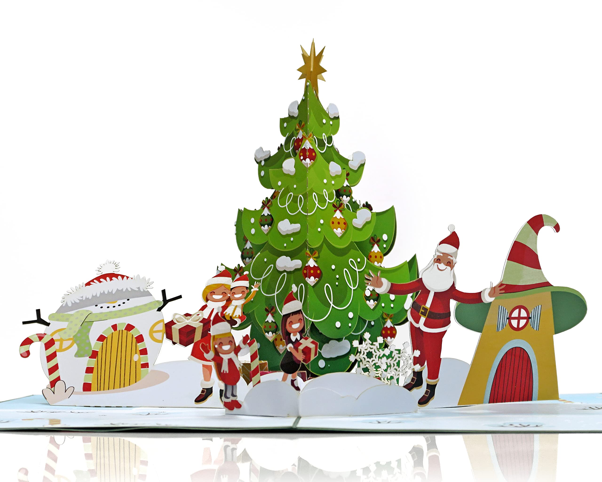 Santa Claus Family Christmas 3D Pop Up card.A delightful holiday surprise greeting card gift for kids, friends, family and loved ones.15cmx20cm