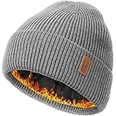 Wmcaps Merino Wool Fleece Lined Beanie Winter Hats for Men Women, Warm Thermal Kint Cap for Outdoor