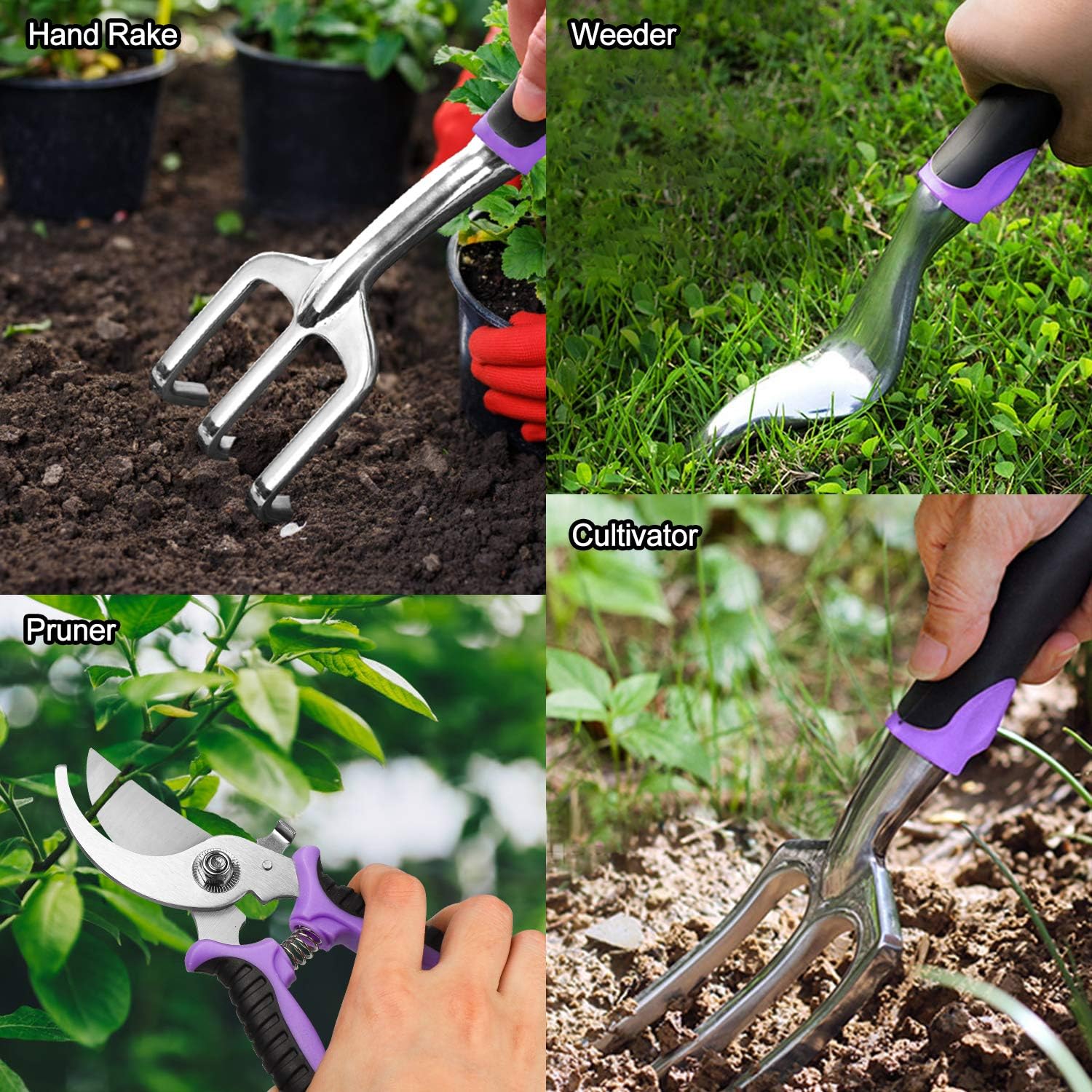 Tudoccy Garden Tools Set 83 Piece, Succulent Tools Set Included, Heavy Duty Aluminum Gardening Tools for Gardening, Non-Slip Ergonomic Handle Tools, Durable Storage Tote Bag, Gifts Tools for Men Women : Garden & Outdoor