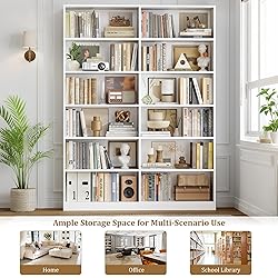 FACBOTALL Bookshelf and Bookcase, 6-Tier Double
