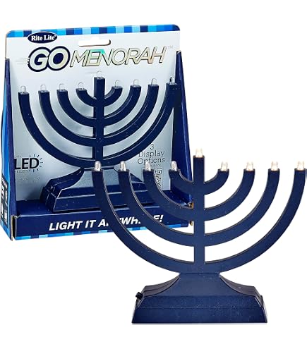 Zion Judaica 22,88 cm LED Hanukkah Menorá Azul Alimentado por