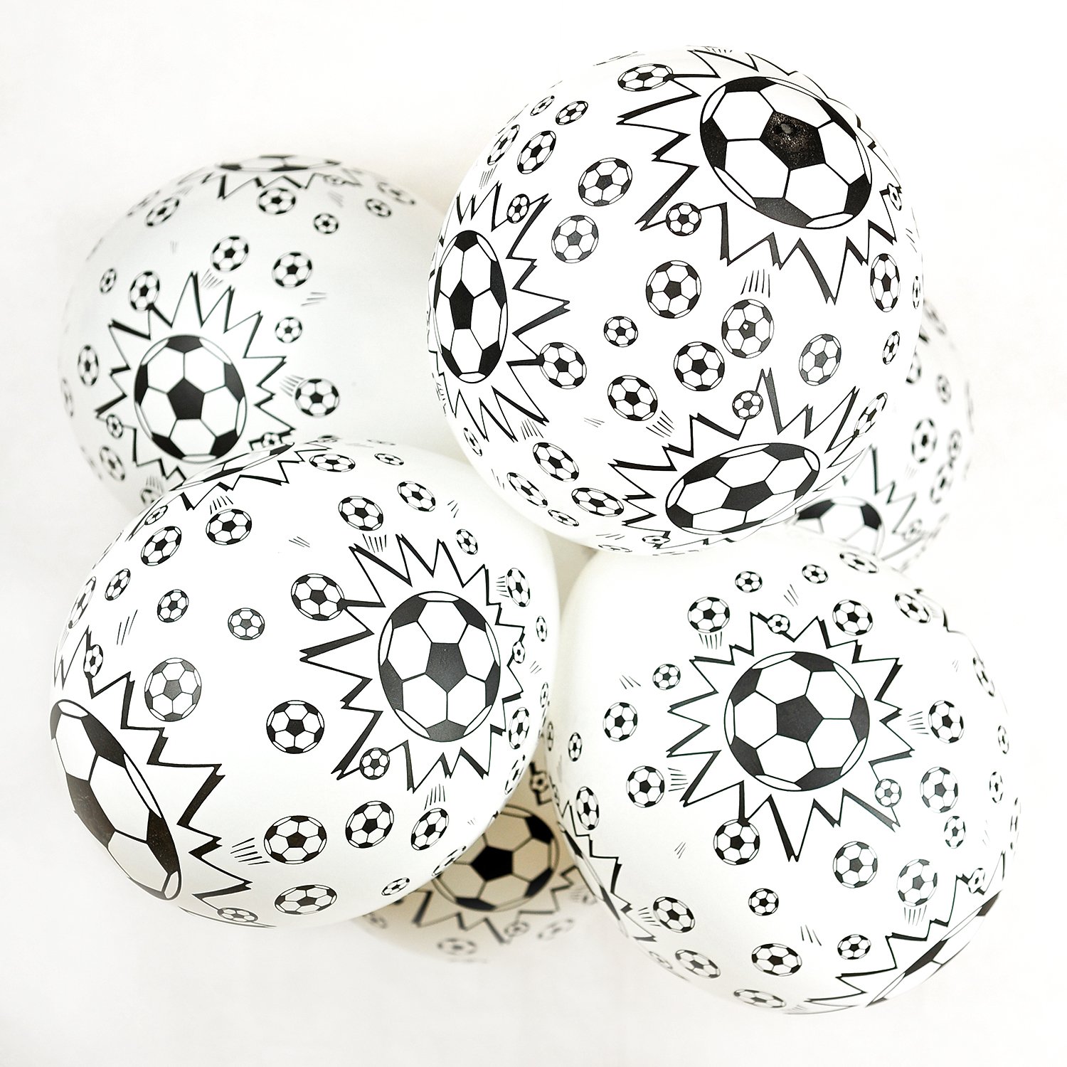 Happium 10 Pcs Soccer Latex Balloons 12 Inch Football Balloons, Black White Soccer Balloons, Birthday Balloons for Sport Theme Party, World Cup Party Kids Birthday Party, Football Fans Party Supplies