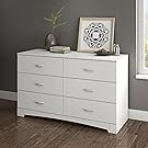 South Shore Step One Collection 6-Drawer Double Dresser, Pure White