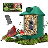 Bird Feeder with Camera,2K Live View,WiFi Smart Bird House with Cam Solar Powered for Outdoor,Night Vision,AI Identify,Auto Record Video,Real-Time App Alerts,Birdwatching Gifts for Family,Birds Lover