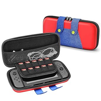 Amazon Com Tnp Travel Case For Nintendo Switch Mario Theme Portable Travel Carry Hard Shell Eva Material Pouch Traveler Deluxe Cover With Strap Handle For Switch Console Joy Con Controller Game Card Holders